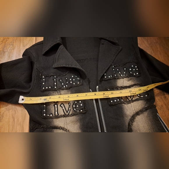 By deep Los Angeles Stylish Black Jean Jacket. Size Small - Picture 12 of 14